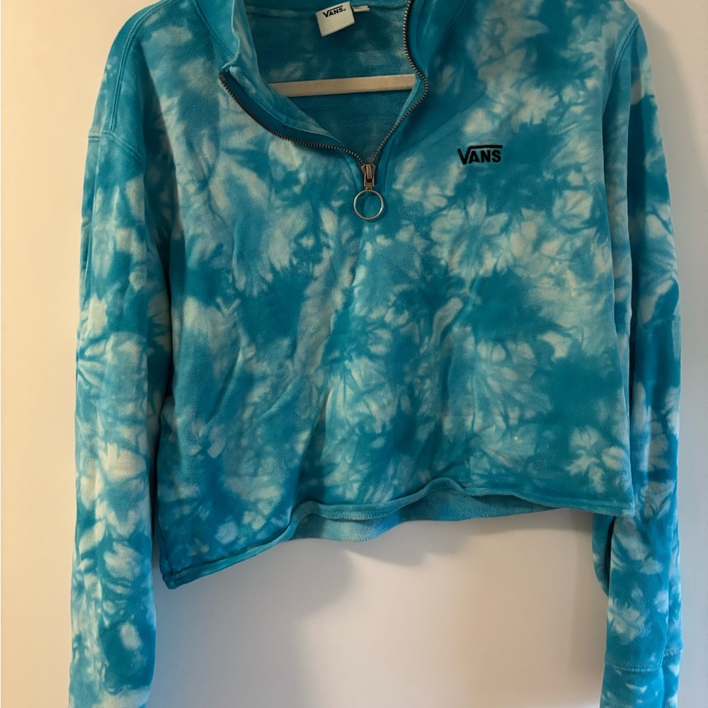 Vans Turquoise Tie-Dye Quarter Zip Sweatshirt